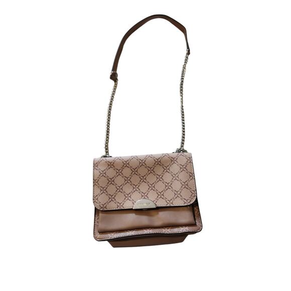 Nine West Taupe Faux Leather Crossbody Purse – Chain Strap, Double Compartment - Picture 1 of 7